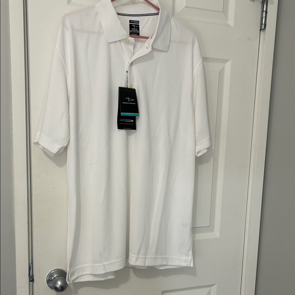 Page & Tuttle Athletic White Performance Polo with cool swing micro tech. NWT